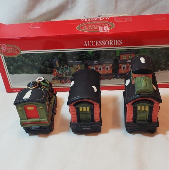 Dickens Collectibles Vintage 1998 Hand Painted Porcelain Train Set, 3 Pieces - Picture 5 of 14